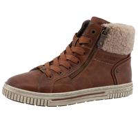 Winterboots MUSTANG SHOES "Janique", Damen, Gr. 45, braun, Lederimitat, Textil, used, Schuhe Winterboots, High Top Sneaker, Winterboots mit Warmfutter (29244926-45) braun