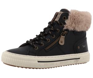 Winterboots MUSTANG SHOES "Kalua", Damen, Gr. 36, schwarz, Lederimitat, Textil, Schuhe Winterboots, Plateausneaker, Winterboots mit Reißverschluss (24255061-36) schwarz