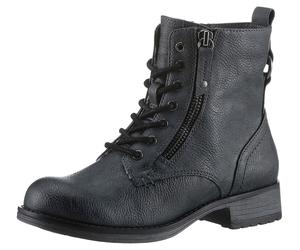 Winterboots MUSTANG SHOES, Mädchen, Gr. 37, blau (navy used), Lederimitat, used, Schuhe Winterboots, Schnürboots, Stiefelette, Blockabsatz, mit Reißverschluss (53847957-37) navy used