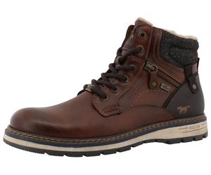 Winterboots MUSTANG SHOES "Mariko", Herren, Gr. 41, cognac, Lederimitat, Textil, used, Basic, Schuhe Winterboots, Workerboots, Schnürboots mit TEX-Ausstattung (48724502-41) cognac