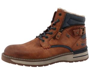 Winterboots MUSTANG SHOES "Maril", Herren, Gr. 44, cognacfarben, Lederimitat, kontrastfarbene Details, Schuhe Winterboots, Workerboots, Schnürboots mit TEX-Ausstattung (44392261-44) cognacfarben