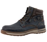 Winterboots MUSTANG SHOES "Maril", Herren, Gr. 45, blau (navy), Lederimitat, kontrastfarbene Details, Schuhe Winterboots, Workerboots, Schnürboots mit TEX-Ausstattung (64653110-45) navy