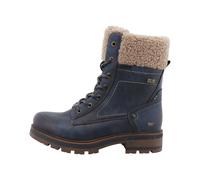 Winterboots MUSTANG SHOES "Stiefel", Damen, Gr. 40, Warmfutter, blau (navy), Lederimitat, Textil, Schuhe Winterboots, Blockabsatz, Schnürboots mit Warmfutter-Krangen (60435034-40) navy