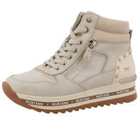 Winterboots MUSTANG SHOES "Urbana", Damen, Gr. 38, wärmend, grau (écru, hellgrau), Lederimitat, Textil, Schuhe Winterboots, Plateausneaker, Winterboots mit wärmendem Textilfutter (33396435-38) écru, h