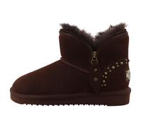 Winterboots MUSTANG SHOES "Winterboots", Damen, Gr. 41, Warmfutter, braun (mokka), Veloursleder, Schuhe Winterboots, Plateau, Winterstiefelette mit Nieten und Zierreißverschluss (34789207-41) mokka