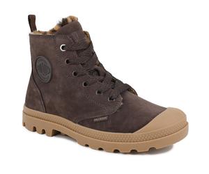 Winterboots PALLADIUM "PAMPA HI ZIP WL WILD", Damen, Gr. 41, wärmend, braun (schwarz cocoa), Leder, Schuhe Winterboots, Winterschuhe, Winterstiefel, Snowboots, gefüttert (11451207-41) schwarz cocoa