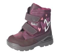 Winterboots PEPINO BY RICOSTA "MELINA, WMS: mittel", Mädchen, Gr. 24, brombeer, Textil, Velourslederimitat, Schuhe Winterboots, Klettboots mit Herzchen-Applikation, Größenschablone zum Download (60403