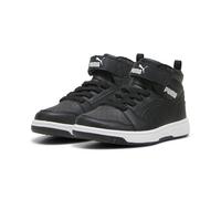Winterboots PUMA "REBOUND V6 MID WTR AC+ PS", Kinder, Gr. 29, schwarz-weiß (puma schwarz, puma weiß), Synthetik, Schuhe Winterboots, Winterschuhe, Sneakerboots, gefüttert (68394539-29) puma schwarz, p