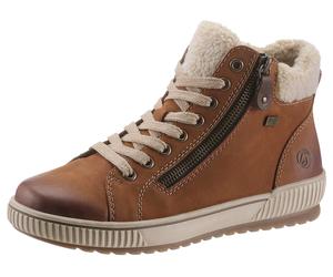 Winterboots REMONTE, Damen, Gr. 38, braun (braun, beige), Leder, Textil, Fellimitat, Schuhe Winterboots, Schnürboots, Stiefelette, Casual-Boots mit Tex-Ausstattung (65615832-38) braun, beige