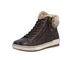 Winterboots REMONTE, Damen, Gr. 38, braun (dunkelbraun), Leder, Textil, Schuhe Winterboots, Plateau, Outdoorschuh Schnürboots mit wasserabweisender TEX-Membran (78334049-38) dunkelbraun