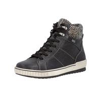 Winterboots REMONTE, Damen, Gr. 44, schwarz (schwarz, weiß), Leder, Textil, Schuhe Winterboots, Schnürboots mit wasserabweisender TEX-Membrane, Used-Optik (89663348-44) schwarz, weiß