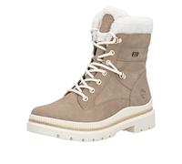 Winterboots REMONTE "FIBER-GRIP", Damen, Gr. 40, braun (camelfarben, offwite), Lederimitat, Nubukleder, Textil, Schuhe Winterboots, Schnürstiefelette, Profilsohle, mit Schurwollfutter und TEX (9034986