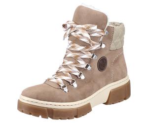 Winterboots RIEKER, Damen, Gr. 36, beige, Lederimitat, Textil, Schuhe Winterboots, Winterstiefelette, Schnürboots, Plateau, mit Warmfutter-Ausstattung (39181727-36) beige