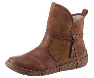 Winterboots RIEKER, Damen, Gr. 36, braun, Lederimitat, Nubuklederimitat, used, Schuhe Winterboots, Winterstiefelette, Schlupfboots, im Materialmix (95226928-36) braun