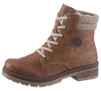 Winterboots RIEKER, Damen, Gr. 36, Warmfutter, braun (cognac), Filz, Lederimitat, used, Schuhe Winterboots, Winterstiefelette, Blockabsatz, in trendiger Used-Optik, Topseller (47835357-36) cognac