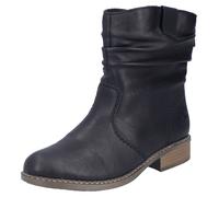 Winterboots RIEKER, Damen, Gr. 38 (5), schwarz, Lederimitat, unifarben, Schuhe Winterboots, Winterstiefelette, Blockabsatz, Warmfutter, geraffter slouchy Schaft, Topseller (60228460-38) schwarz