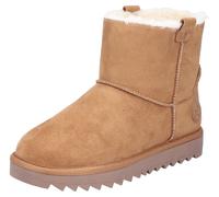 Winterboots RIEKER, Damen, Gr. 38, nussbraun, Textil, Veloursleder, unifarben, Schuhe Winterboots, Plateauboots, Winterstiefelette, mit Anziehlaschen und Warmfutter (91579343-38)