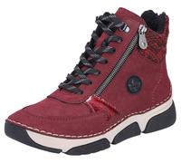 Winterboots RIEKER, Damen, Gr. 38, rot (bordeaux), Nubuklederimitat, Textil, Schuhe Winterboots, Schnürstiefelette, Schnürboots mit Textil-Besatz am Schaftrand (73313009-38) bordeaux