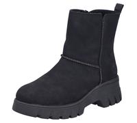 Winterboots RIEKER, Damen, Gr. 38, schwarz, Nubuklederimitat, unifarben, Schuhe Winterboots, Plateauboots, Stiefelette, Profilsohle, mit Warmfutter (85160336-38) schwarz
