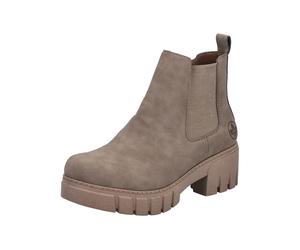 Winterboots RIEKER, Damen, Gr. 39, beige (hellbraun), Lederimitat, Schuhe Winterboots, Chelseaboots, Ankleboots, Stiefelette mit Profilsohle (23649816-39) hellbraun