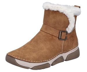 Winterboots RIEKER, Damen, Gr. 39, natur, sanftes weiß, Lederimitat, Textil, Schuhe Winterboots, Winterstiefelette, Reißverschluss-Boots mit Zierschnalle (13878030-39) natur, sanftes weiß