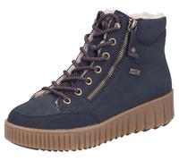 Winterboots RIEKER, Damen, Gr. 40, blau (dunkelblau), Nubuklederimitat, unifarben, Schuhe Winterboots, Plateaustiefelette, Schnürboots mit Warmfutter und TEX-Ausstattung (89691956-40) dunkelblau