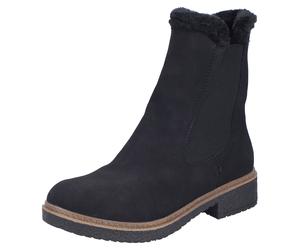 Winterboots RIEKER, Damen, Gr. 40, schwarz, Elastischer Einsatz, Nubuklederimitat, unifarben, Basic, Schuhe Winterboots, Chelseaboots, Winterstiefelette, Blockabsatz, mit Innenreißverschluss (63846114