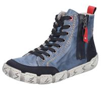 Winterboots RIEKER, Damen, Gr. 40, schwarz (jeansblau, schwarz, rot), Leder, Nubuklederimitat, Schuhe Winterboots, Schnürboots, High Top Sneaker, Stiefelette, mit Anziehlasche (24149843-40) jeansblau,