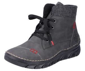 Winterboots RIEKER, Damen, Gr. 42, grau, Lederimitat, Textil, Schuhe Winterboots, Schnürboots, Stiefelette, Casual-Boots mit softem Schaftrand (74921861-42) grau