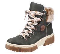 Winterboots RIEKER, Damen, Gr. 42, grün, Lederimitat, Textil, Schuhe Winterboots, Winterstiefelette, Schnürboots, Plateau, mit Warmfutter-Ausstattung (19424419-42) grün
