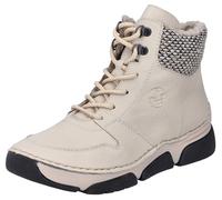 Winterboots RIEKER, Damen, Gr. 42, schwarz (creme, schwarz), Lederimitat, Textil, kontrastfarbene Details, Schuhe Winterboots, Schnürboots, Stiefelette mit praktischem Innenreißverschluss, Topseller (