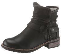 Winterboots RIEKER, Damen, Gr. 42, schwarz, Lederimitat, Schuhe Winterboots, Winterstiefelette, Blockabsatz, Warmfutter, mit Zierbänder (84808311-42) schwarz