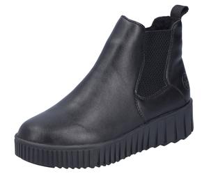 Winterboots RIEKER, Damen, Gr. 42, schwarz, Lederimitat, unifarben, Schuhe Winterboots, Chelseaboots, Plateausneaker, Stiefelette, Reißverschluss und Stretch (92474832-42) schwarz