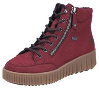 Winterboots RIEKER, Damen, Gr. 43, rot (bordeaux), Nubuklederimitat, unifarben, Schuhe Winterboots, Plateaustiefelette, Schnürboots mit Warmfutter und TEX-Ausstattung (28521807-43) bordeaux
