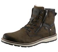 Winterboots RIEKER, Herren, Gr. 40, schwarz (khaki, schwarz), Nubuklederimitat, used, Schuhe Winterboots, mit komfortabler Rieker TEX-Ausstattung, Freizeitschuh, Schnürschuh (56004720-40) khaki, schwa