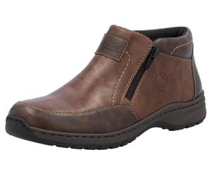 Winterboots RIEKER, Herren, Gr. 41, braun (dunkelbraun), Lederimitat, Schuhe Winterboots, Winterstiefelette, Halbschuh mit beidseitigen Reißverschlüssen (84558608-41) dunkelbraun