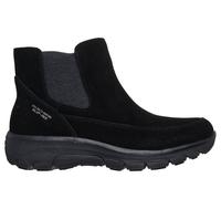 Winterboots SKECHERS "EASY GOING-CASUAL ICON", Damen, Gr. 35, schwarz (schwarz unifarben), Veloursleder, Schuhe Winterboots, Stiefelette mit Warmfutter, Skechers Hands Free Slip-ins mit Stretch (82917