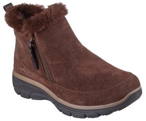 Winterboots SKECHERS "EASY GOING-COOL ZIP", Damen, Gr. 37, braun (dunkelbraun), Leder, Textil, Schuhe Winterboots, Winterschuh, Reißverschlussstiefel mit 3M Scotchgard-Imprägnierung (79960216-37) dunk