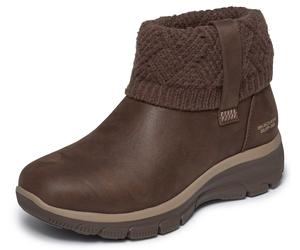 Winterboots SKECHERS "EASY GOING-", Damen, Gr. 37, braun (dunkelbraun), Lederimitat, Textil, Schuhe Winterboots, Winterstiefelette, Boots mit Strickeinsatz am Schaft (42974349-37) dunkelbraun
