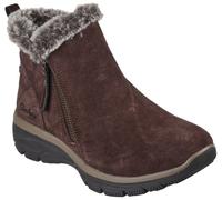 Winterboots SKECHERS "EASY GOING - HIGH ZIP", Damen, Gr. 37, braun (braun, kombiniert), Textil, Veloursleder, Schuhe Winterboots, Winterschuh mit Fellimitatkragen (76158366-37)