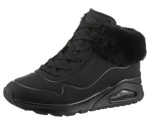 Winterboots SKECHERS "ESS - STREET GIRLS", Mädchen, Gr. 31, schwarz, Lederimitat, Fellimitat, Schuhe Winterboots, Schnürstiefel mit Skech-Air-Zwischensohle mit Luftkissendämpfung (43502002-31) schwarz