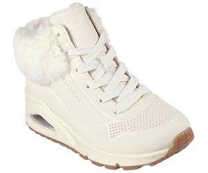 Winterboots SKECHERS "ESS - STREET GIRLS", Mädchen, Gr. 37, beige (natur), Lederimitat, Fellimitat, Schuhe Winterboots, Schnürstiefel mit Skech-Air-Zwischensohle mit Luftkissendämpfung (30043549-37) n