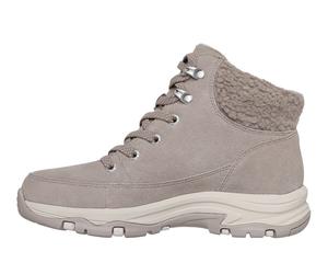 Winterboots SKECHERS "TREGO-SNOW BREEZE", Damen, Gr. 39, beige (taupe), Veloursleder, Schuhe Winterboots, Schnürboots, Schnürstiefelette mit Warmfutter (59567358-39) taupe