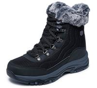 Winterboots SKECHERS "TREGO-STORMIE", Damen, Gr. 36, schwarz, uni, Lederimitat, Textil, Schuhe Winterboots, Snowboots, Schnürstiefel mit rutschhemmender Laufsohle (71645536-36)