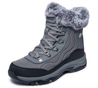 Winterboots SKECHERS "TREGO-STORMIE", Damen, Gr. 38, grau, Lederimitat, Textil, Schuhe Winterboots, Snowboots, Schnürstiefel mit rutschhemmender Laufsohle (86517102-38)