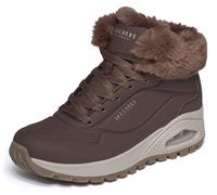 Winterboots SKECHERS "UNO RUGGED-", Damen, Gr. 41, Warmfutter, braun (dunkelbraun), Lederimitat, Schuhe Winterboots, Winterstiefelette, High-Top-Sneaker mit SkechAir Luftkissensohle, Topseller (406404