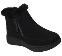 Winterboots SKECHERS "WILSHIRE BLVD-FRESH ZIP", Damen, Gr. 36, schwarz (schwarz, uni), Veloursleder, Schuhe Winterboots, Boots mit Reißverschluss (59278811-36) schwarz, uni