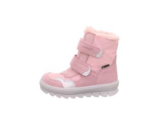 Winterboots SUPERFIT "FLAVIA, WMS: mittel", Mädchen, Gr. 37, rosa (rosa, weiß), Textil, Veloursleder, Glitzer, unifarben mit Farbeinsatz, Schuhe Winterboots, Klettboots mit Glitzerdetails, Größenschab