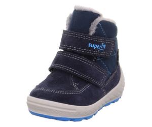 Winterboots SUPERFIT "GROOVY 2.0, WMS: mittel", Mädchen, Gr. 24, blau (dunkelblau), Polyester, Veloursleder, Schuhe Winterboots, Snowboots mit GORE-TEX, Größenschablone zum Download (58240744-24) dunk