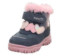 Winterboots SUPERFIT "HUSKY, WMS: weit", Mädchen, Gr. 26, blau (blau, rosa), Textil, Veloursleder, Schuhe Winterboots, Klettstiefel mit wasserdichtem GORE TEX, Größenschablone zum Download (47114617-2